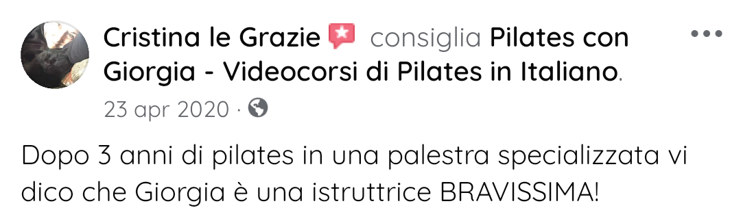 Testimonianza Facebook  Pilates con Giorgia 01