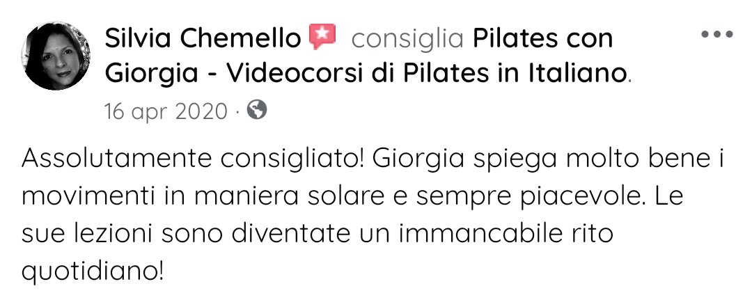 Testimonianza Facebook  Pilates con Giorgia 01