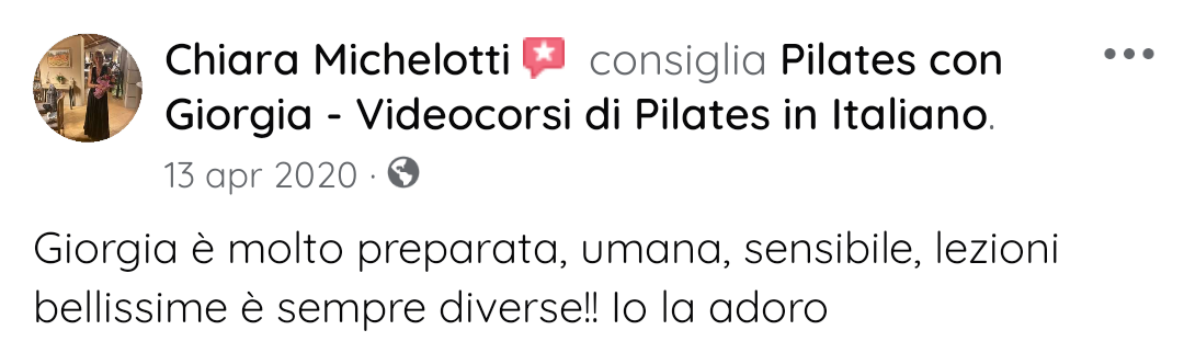 Testimonianza Facebook  Pilates con Giorgia 01