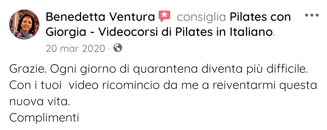 Testimonianza Facebook  Pilates con Giorgia 01