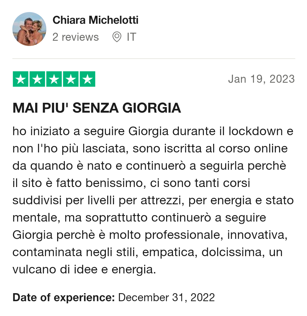 Trustpilot Testimonianza Pilates con Giorgia 07